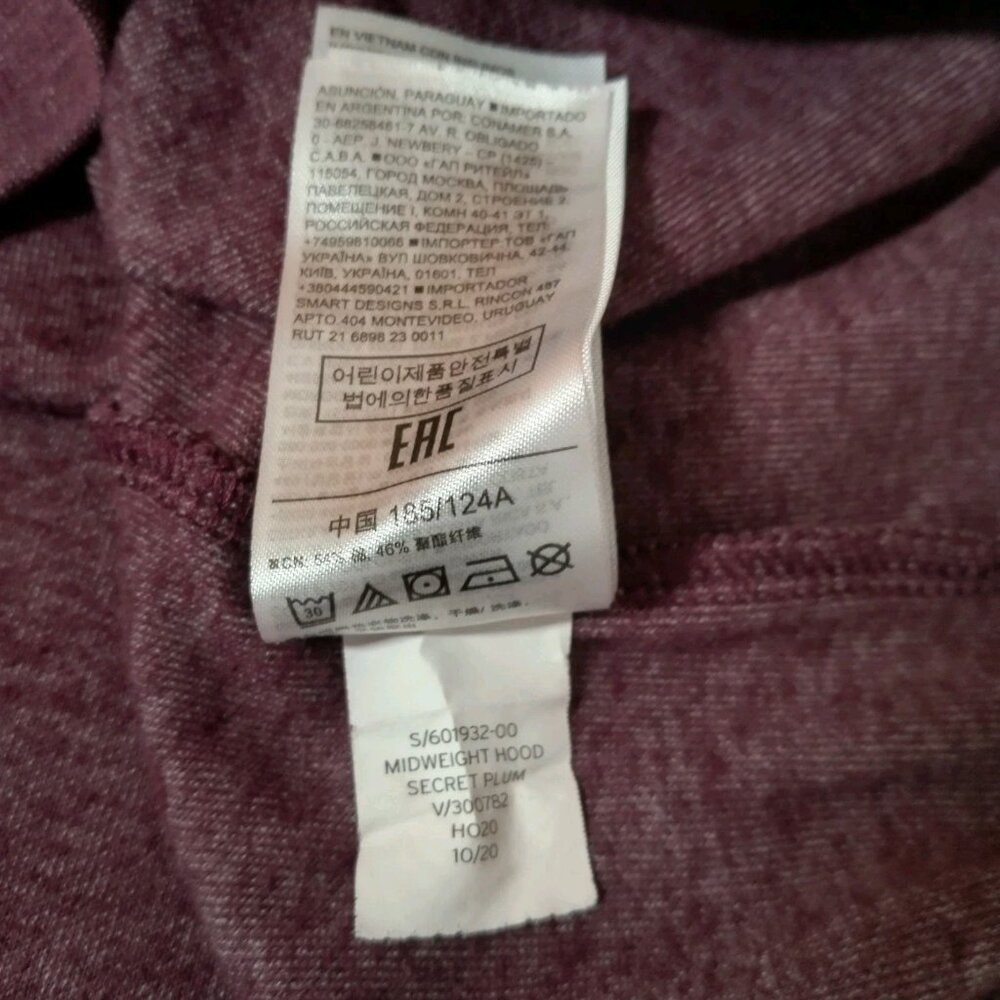 GAP Shirt Women XXL Hooded Raglan Long Sleeve Plum Purple Athleisure Activewear - Picture 7 of 10